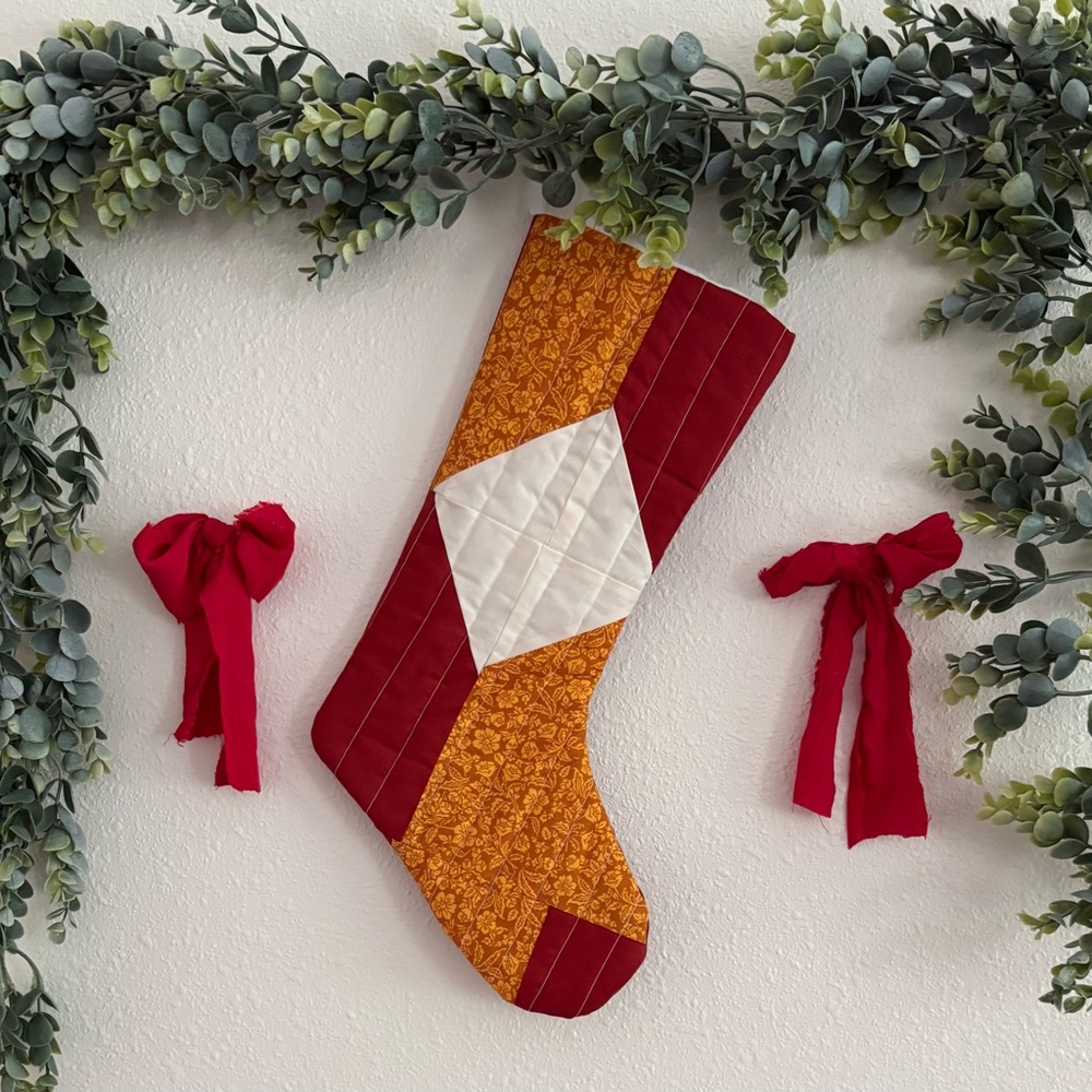 Festive Red and Orange Holiday Stocking